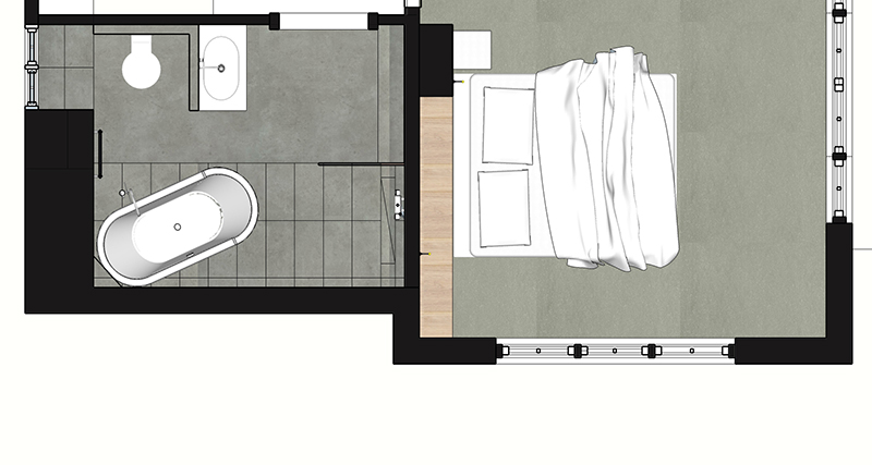 ontwerp badkamer interuer los bad mosa tegels